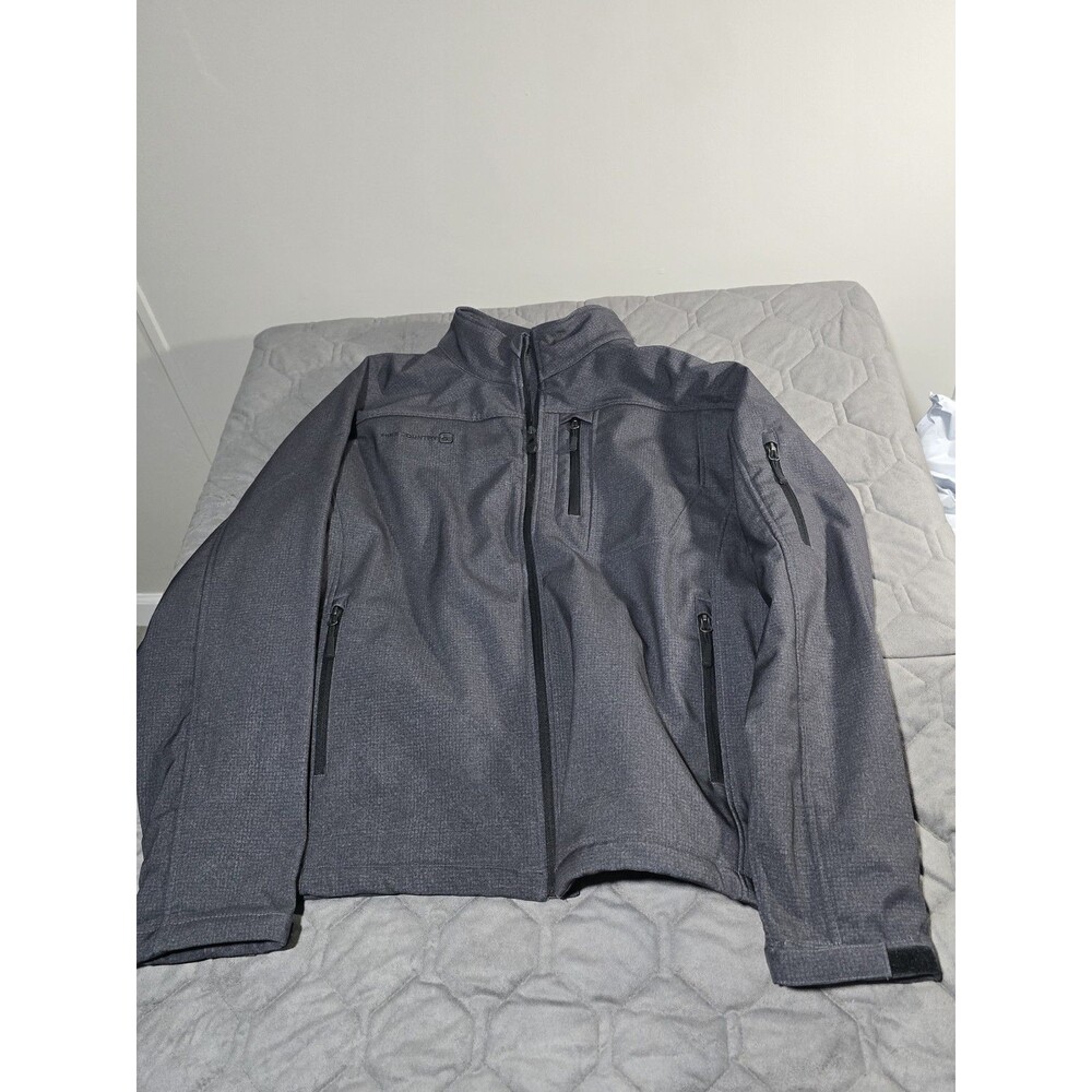 Free Country Men's Softshell Jacket Grey Charcoal Zip Up Warm Outdoor Coat L